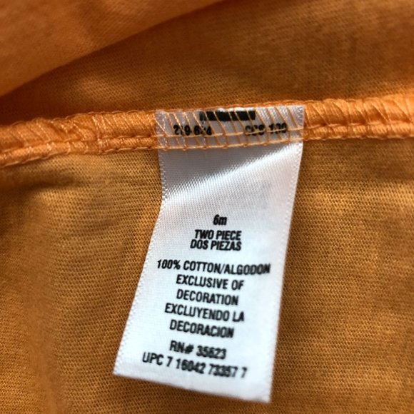 Carter's Super Cute Baby Shirt Orange Cotton Spring Flowers Bee Size 6M - Picture 5 of 6